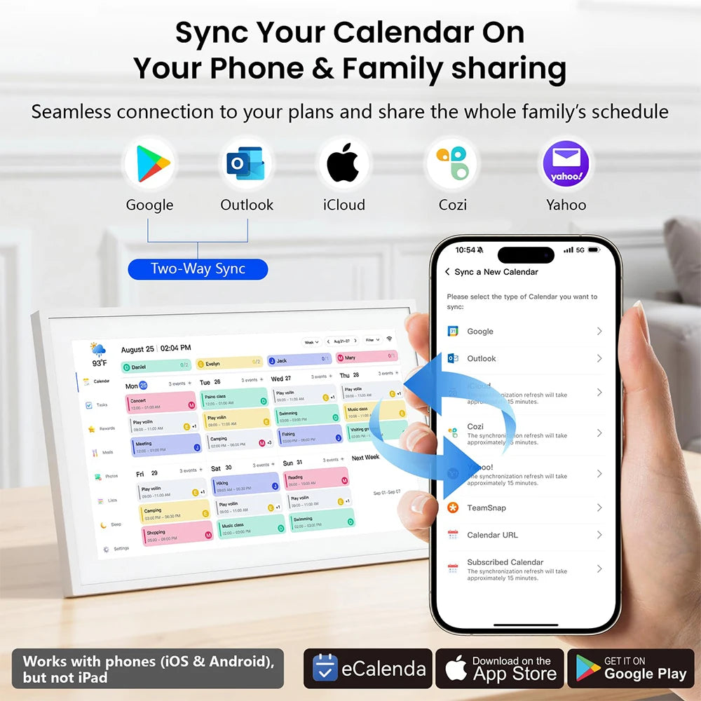 Digital Calendar 2026 Smart Family Planner 1080P Touchscreen Wall Desk Mount. NEWYES 21.5"