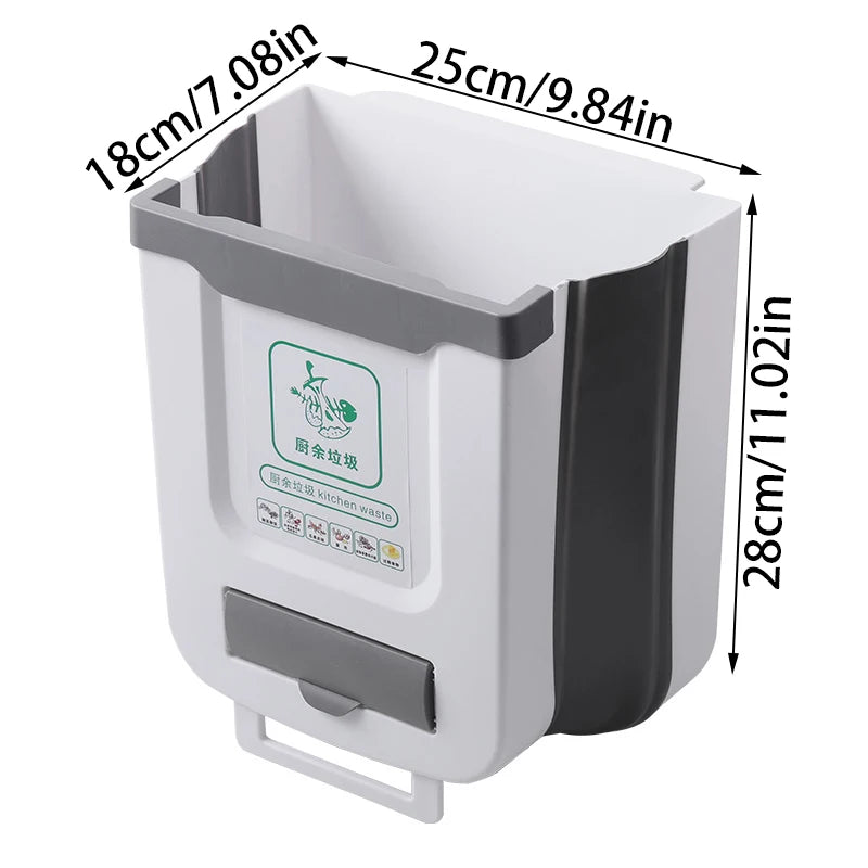 Poubelle pliable grande capacité, facile à nettoyer, pour cuisine, salle de bain, camping-car, 10 L