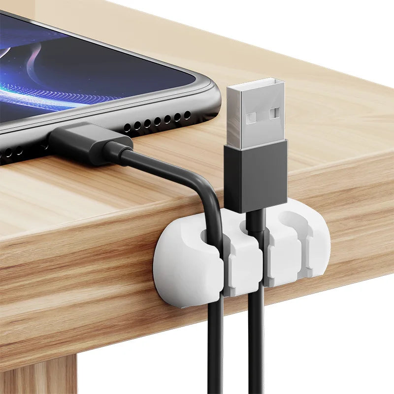 Cable Organizer Box, USB Cable Organizer, Cable Management Box with Clips, Suitable for Desk, Car, Home and Office