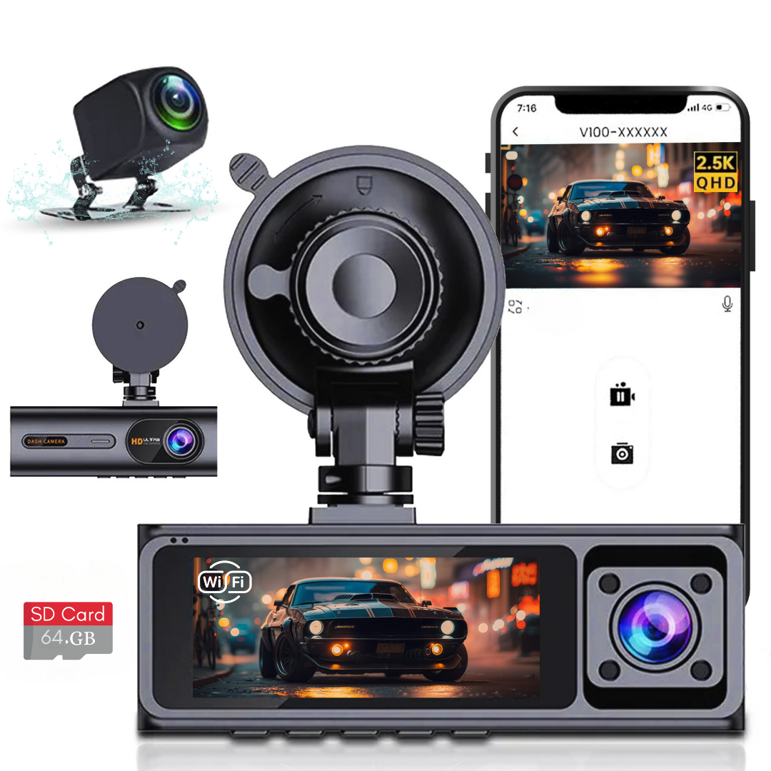 Car Dashcam WiFi 2.5K Night Vision G-Sensor 24h Parking + Free 128GB SD Card