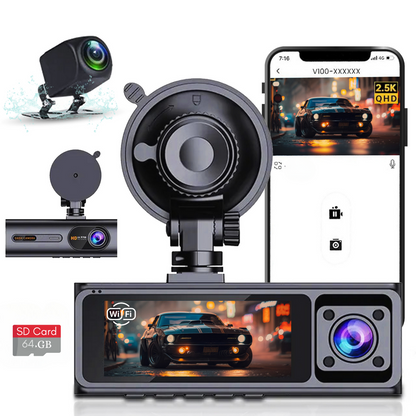 Car Dashcam WiFi 2.5K Night Vision G-Sensor 24h Parking + Free 128GB SD Card