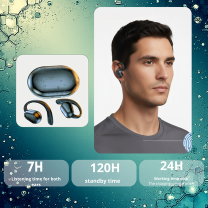 Ear Hook Headphones Wireless HiFi Stereo Waterproof Noise Reduction Earbuds Phone