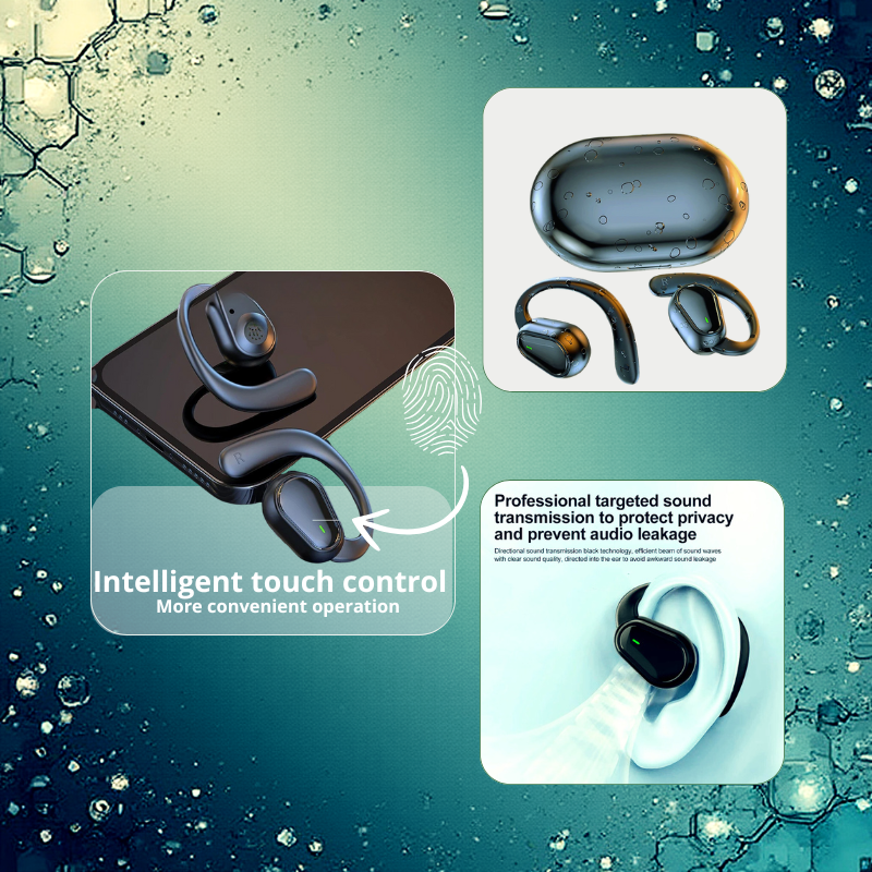 Écouteurs Bluetooth 5.3 avec contour d'oreille, sans fil, stéréo HiFi, étanches, à réduction de bruit, pour téléphone.