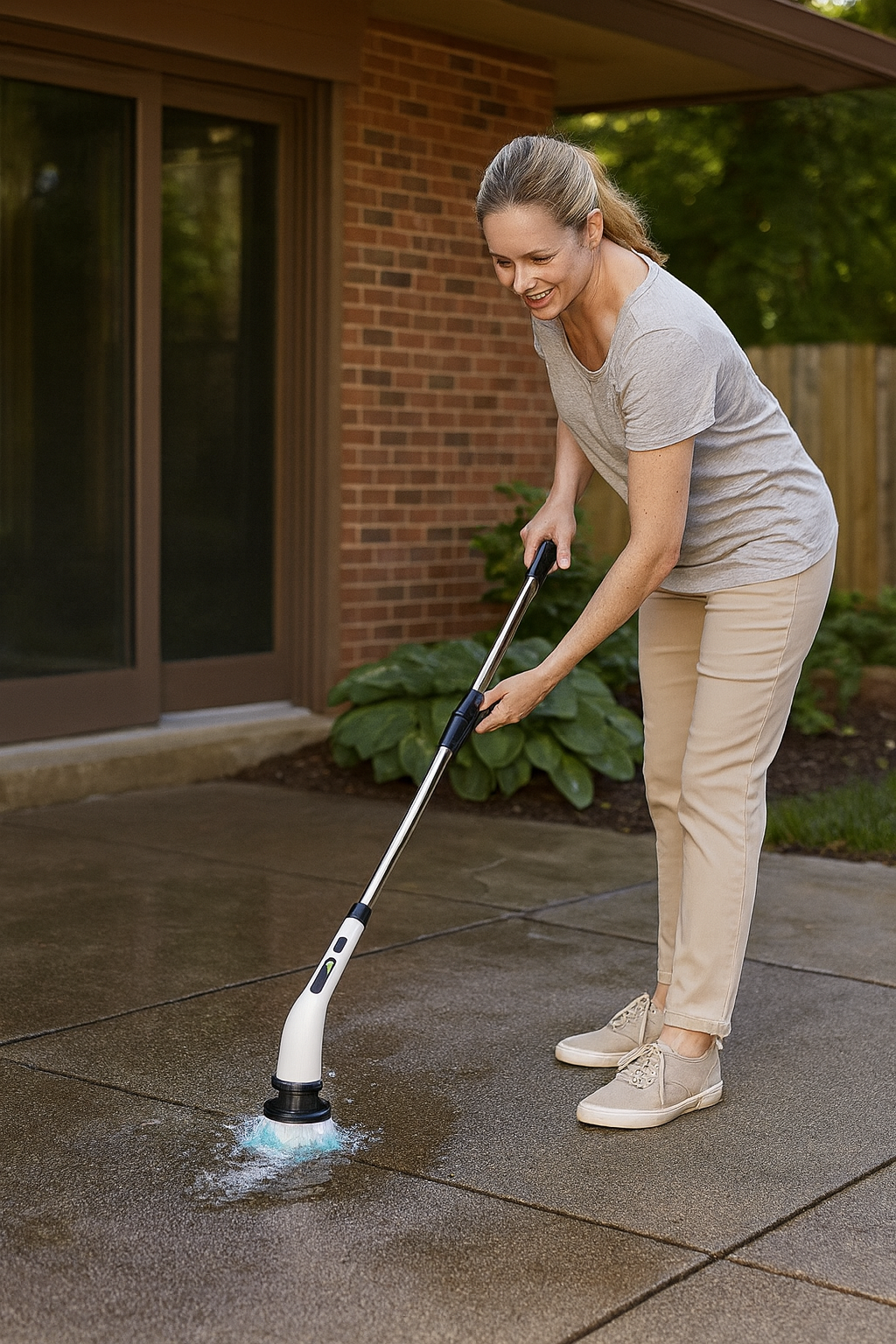 Cordless Electric Spin Scrubber Adjustable Extension Power Shower Bathroom Cleaner