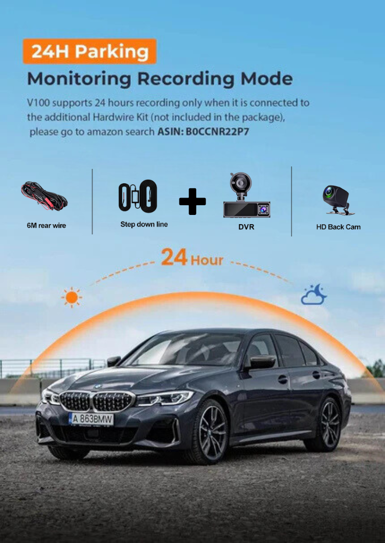 Car Dashcam WiFi 2.5K Night Vision G-Sensor 24h Parking + Free 128GB SD Card