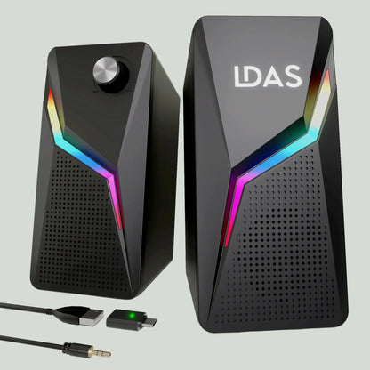 Computer Speakers Desktop USB/USB-C Monitor PC Stereo Sound Compact