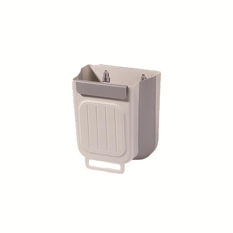 1 Kitchen Foldable Trash Can, Household Cabinet Hanging Trash Can, Non Curved Thickened Large Diameter Trash Can