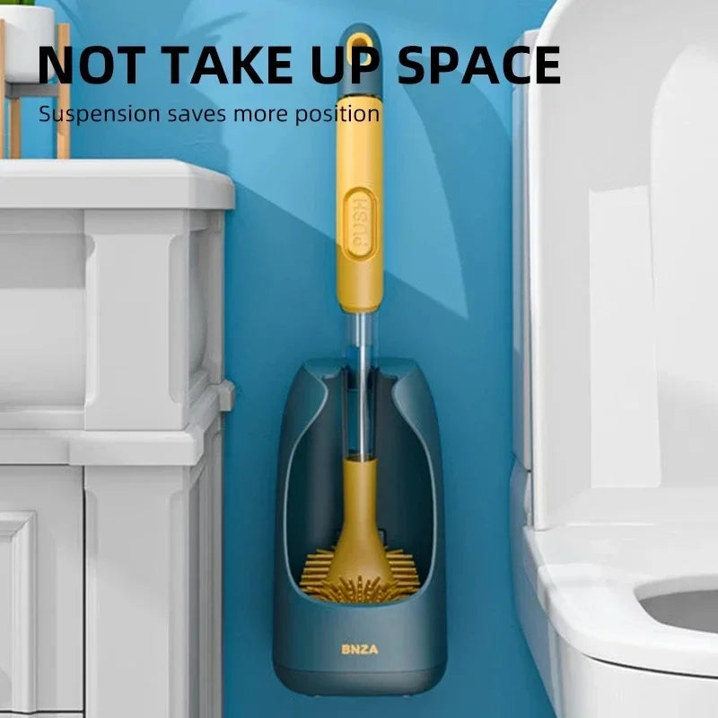 Brosse de toilette en silicone, accessoires WC, brosse WC, nettoyage sans recoins, poils doux, brosse de salle de bain.