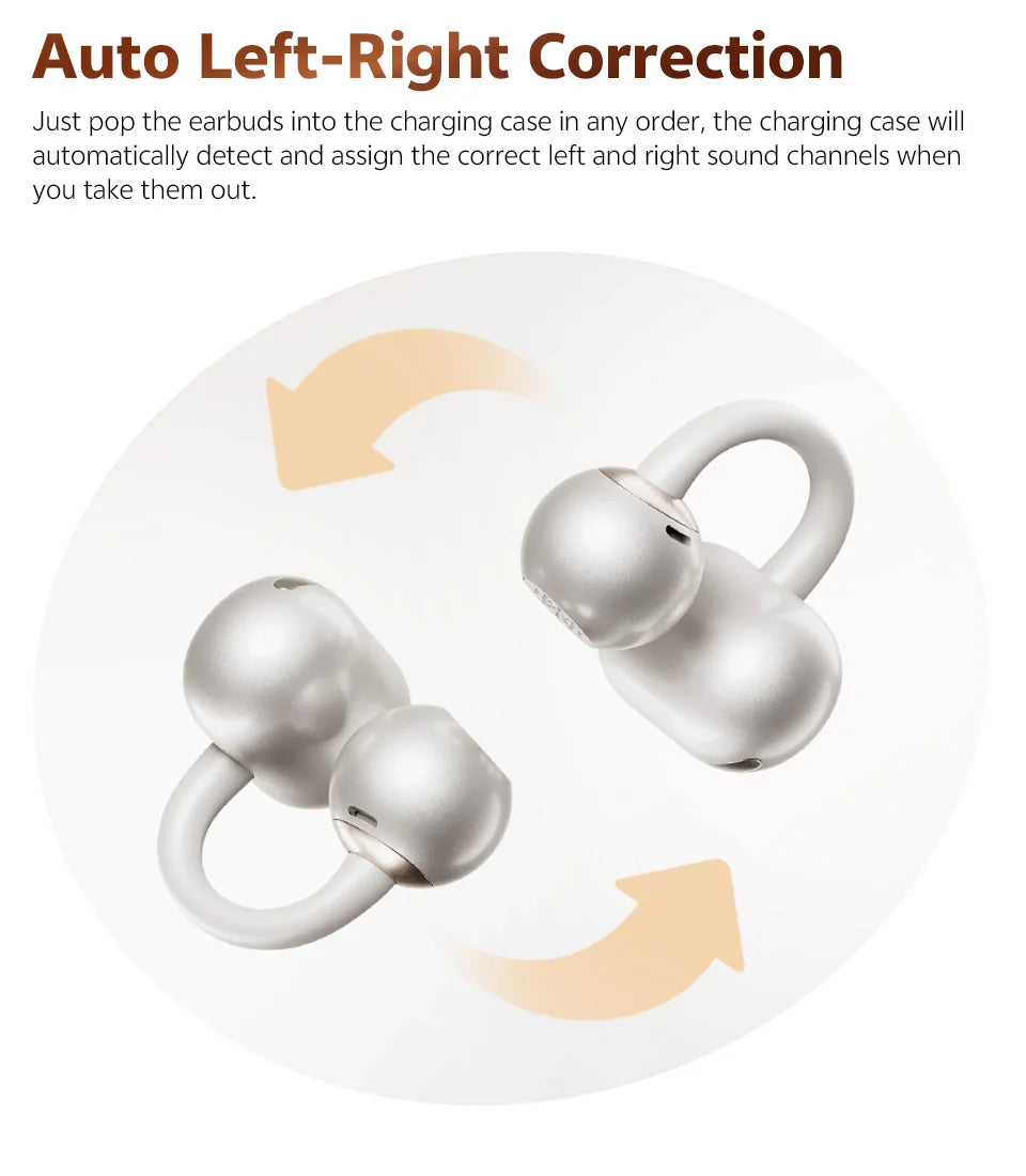 Écouteurs intra-auriculaires sans fil QCY Crossky C50, Bluetooth 6.0, confortables, à clip, pour le sport, avec 4 micros, IA pour des appels clairs et des basses renforcées.