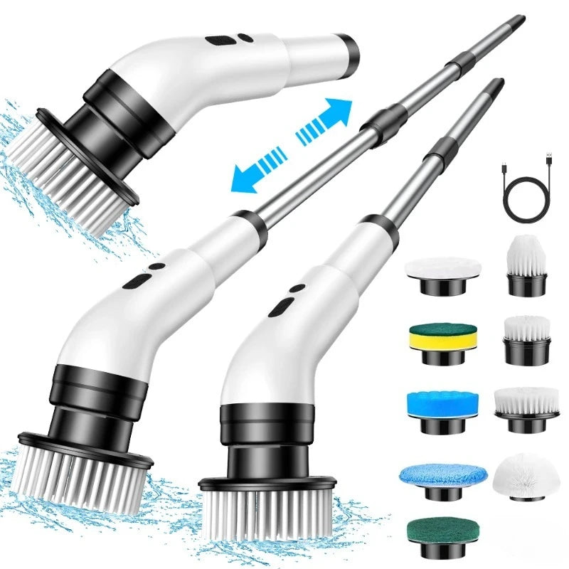 Cordless Electric Spin Scrubber Adjustable Extension Power Shower Bathroom Cleaner