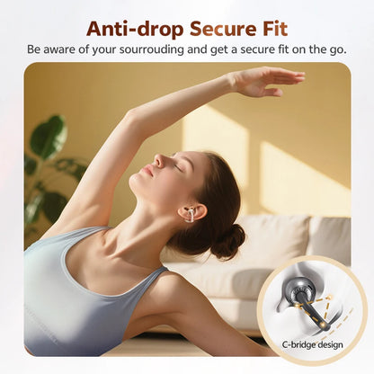 QCY Crossky C50 Open Ear Wireless Earbuds Bluetooth 6.0 Clip-On Sports 4 Mic AI Clear Call Bass Boost