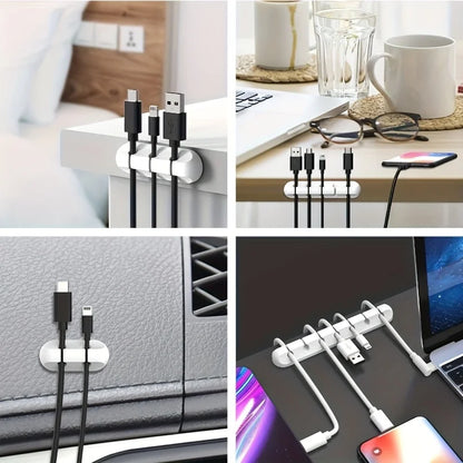 Cable Organizer Box USB Cable Management with Clips Desk Car Home Office