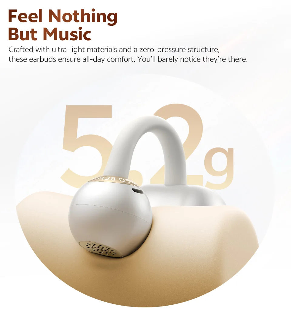 Écouteurs intra-auriculaires sans fil QCY Crossky C50, Bluetooth 6.0, confortables, à clip, pour le sport, avec 4 micros, IA pour des appels clairs et des basses renforcées.