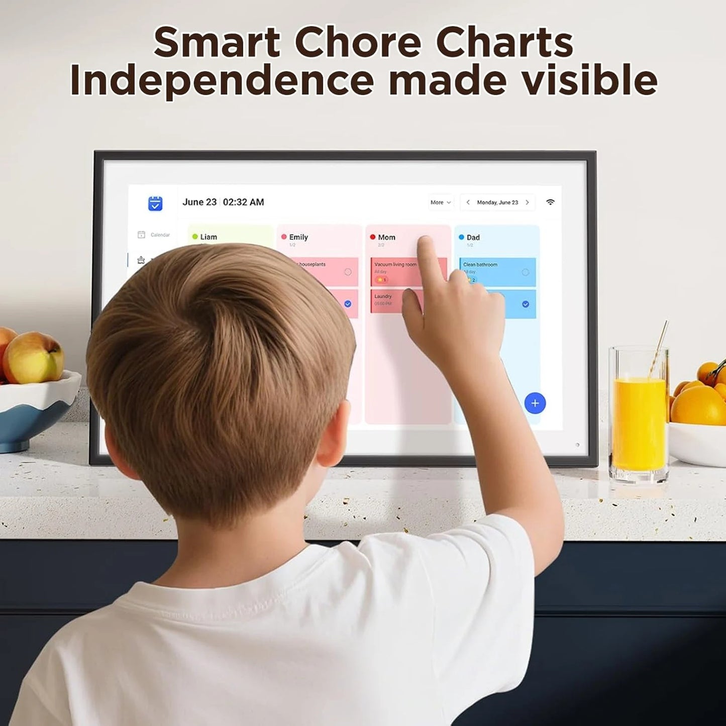 Smart Digital Calendar Electronic Calendar 10.1in HD Touchscreen Family Planner with Switchable Digital Photo Frame