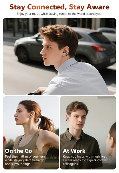 QCY Crossky C50 Open Ear Wireless Earbuds Bluetooth 6.0 Clip-On Sports 4 Mic AI Clear Call Bass Boost