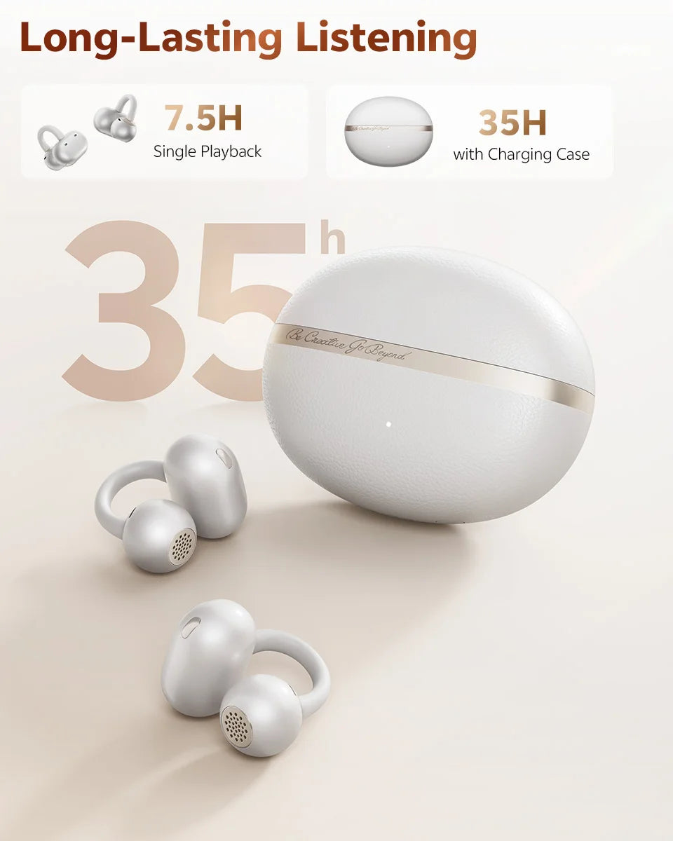 Écouteurs intra-auriculaires sans fil QCY Crossky C50, Bluetooth 6.0, confortables, à clip, pour le sport, avec 4 micros, IA pour des appels clairs et des basses renforcées.