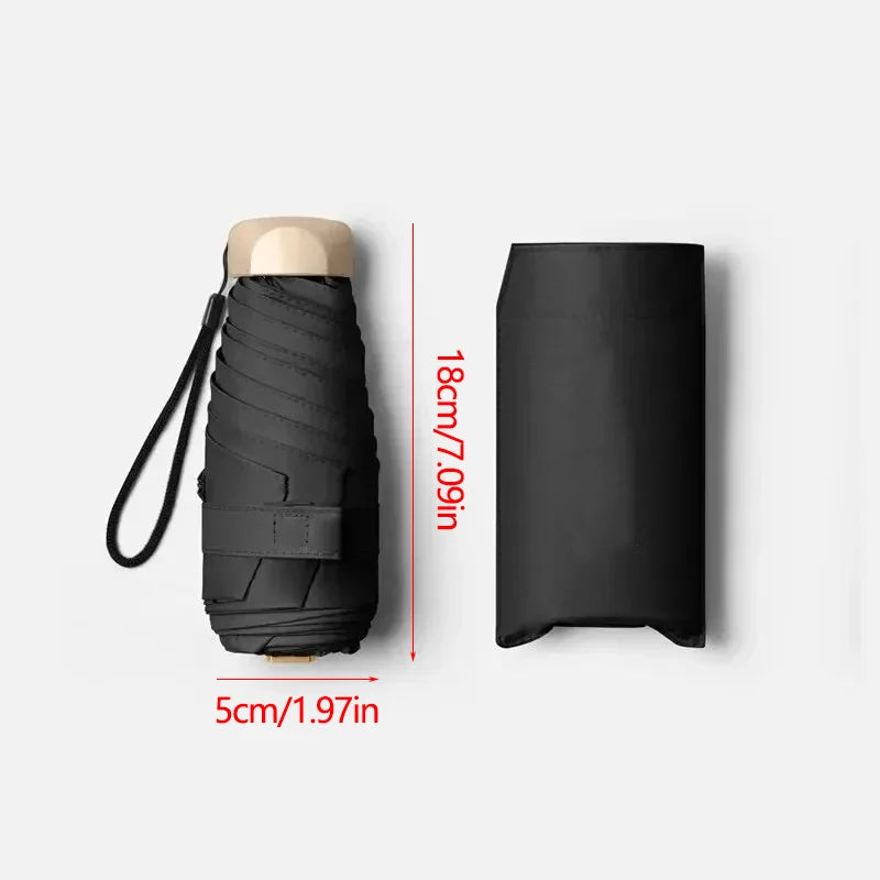 1Pc Mini Sun Umbrella Pocket Rain Umbrella Vinyl Folding UV Protection Sun Shade Ultraviolet Capsule Parasol for Pocket 55% off