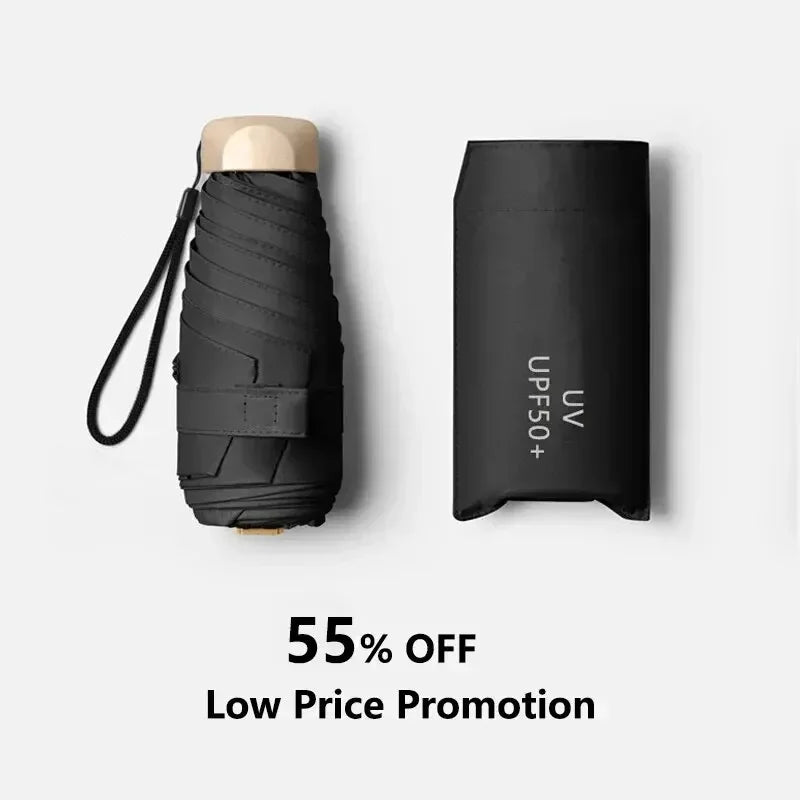 1Pc Mini Sun Umbrella Pocket Rain Umbrella Vinyl Folding UV Protection Sun Shade Ultraviolet Capsule Parasol for Pocket 55% off