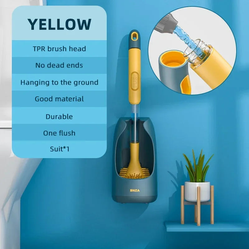 Brosse de toilette en silicone, accessoires WC, brosse WC, nettoyage sans recoins, poils doux, brosse de salle de bain.