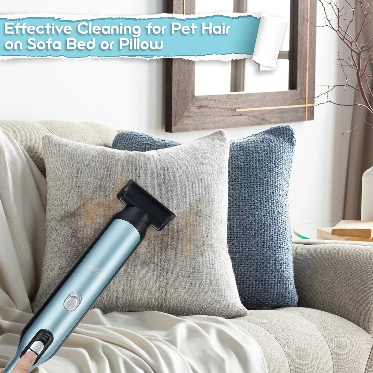 Aspirateur sans fil portatif, aspirateur de voiture portable avec une puissance d'aspiration de 18 kPa, aspirateur à main à charge rapide avec phare LED et rangement.