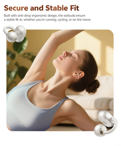 QCY Crossky C50 Open Ear Wireless Earbuds Bluetooth 6.0 Clip-On Sports 4 Mic AI Clear Call Bass Boost