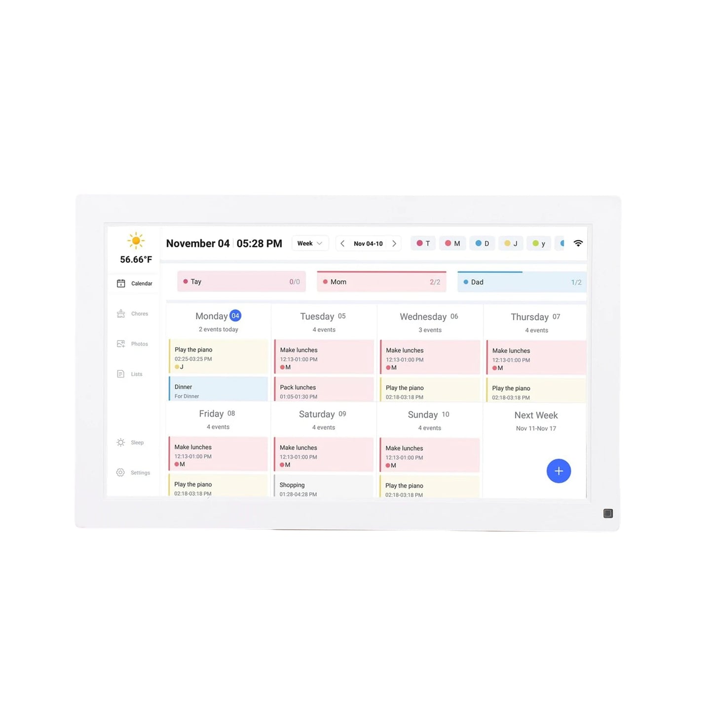 15.6 Inch Touchscreen WiFi Smart Digital Calendar Interactive Display Digital Picture Frame Calendar Planner with APP for Family