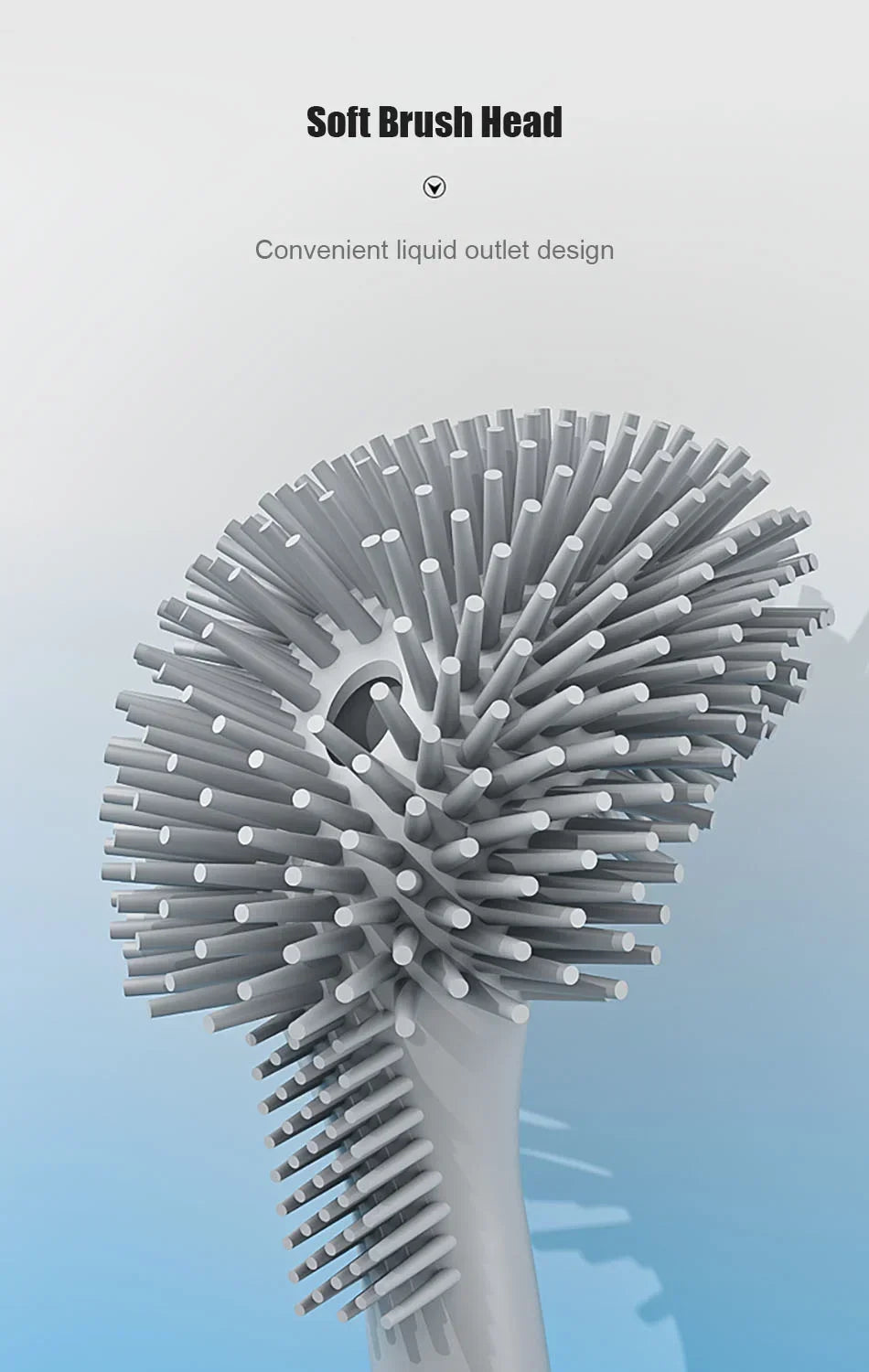 Brosse de toilette en silicone, accessoires WC, brosse WC, nettoyage sans recoins, poils doux, brosse de salle de bain.