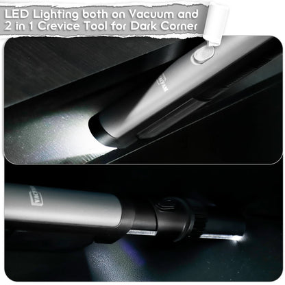 Handheld Vacuum Cordless Car Vacuum 18KPa Powerful Suction LED Light Portable Rechargeable