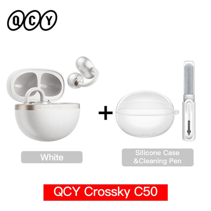 QCY Crossky C50 Open Ear Wireless Earbuds Bluetooth 6.0 Clip-On Sports 4 Mic AI Clear Call Bass Boost