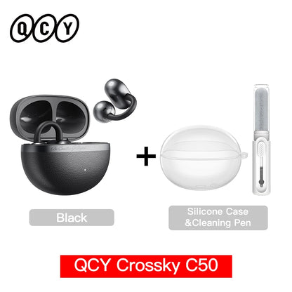 QCY Crossky C50 Open Ear Wireless Earbuds Bluetooth 6.0 Clip-On Sports 4 Mic AI Clear Call Bass Boost