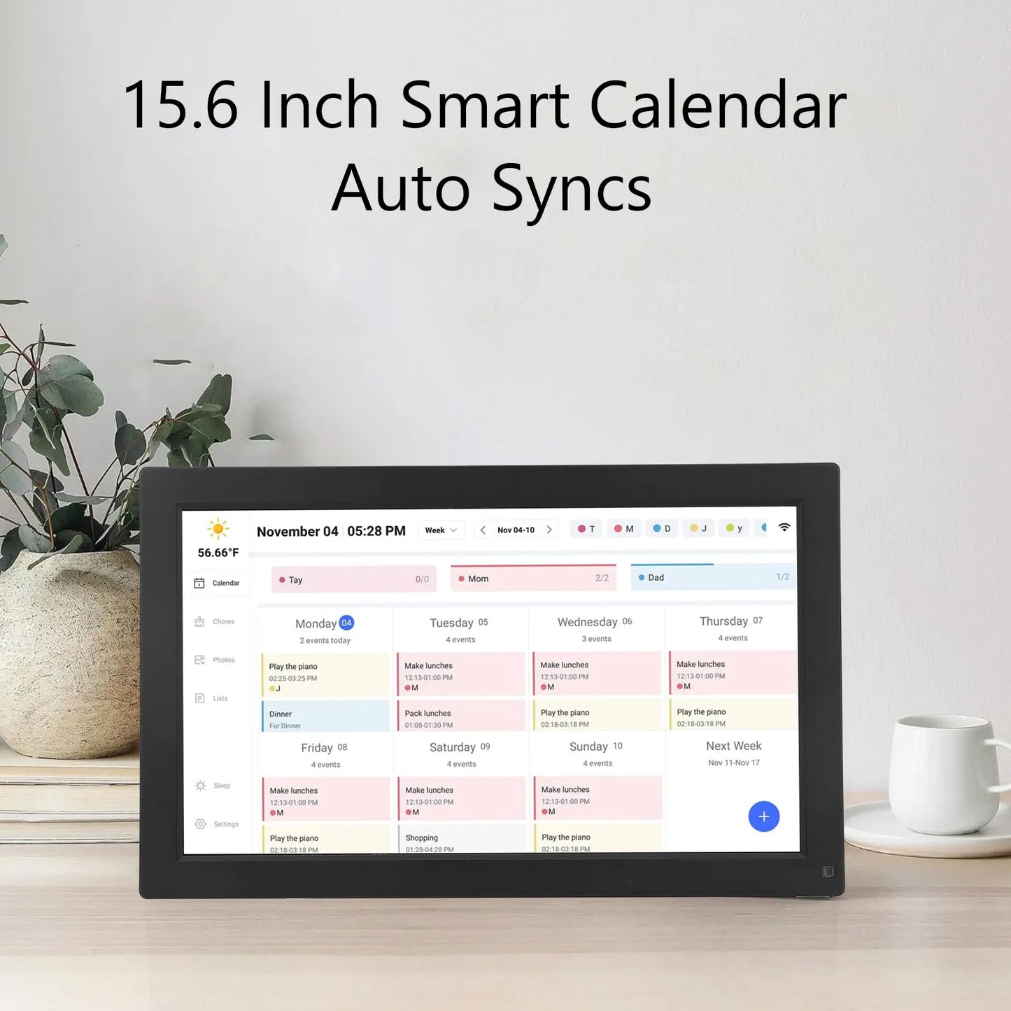Smart Digital Calendar 15.6in Interactive Touchscreen Desktop Wall Mount APP Control Digital Family Scheduling Planner Calendar
