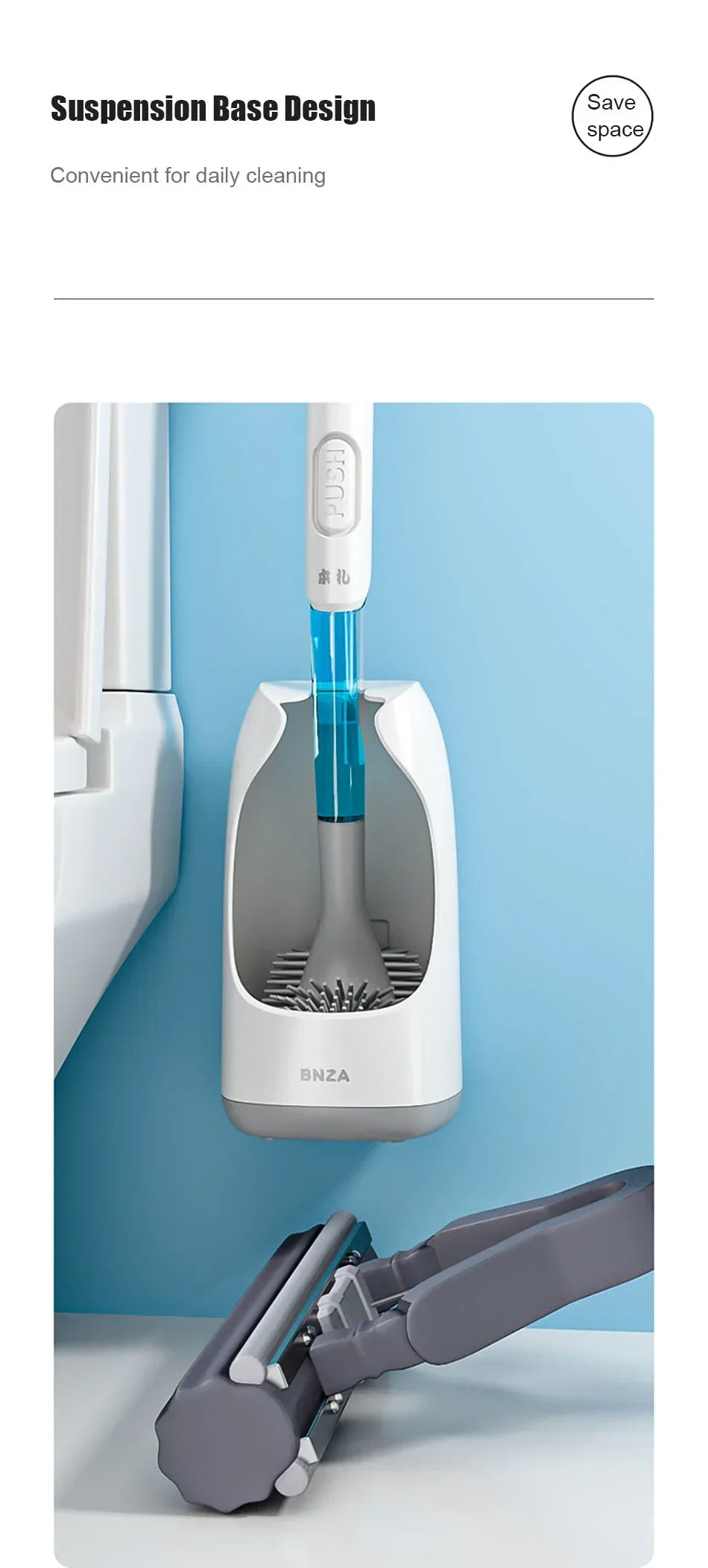 Brosse de toilette en silicone, accessoires WC, brosse WC, nettoyage sans recoins, poils doux, brosse de salle de bain.