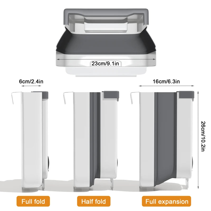 Folding Trash Can For Kitchen And Car 7L/10L Wall Mounted Bin Kitchen Cabinet Door Hanging Trash Bin with Trash Bag Container