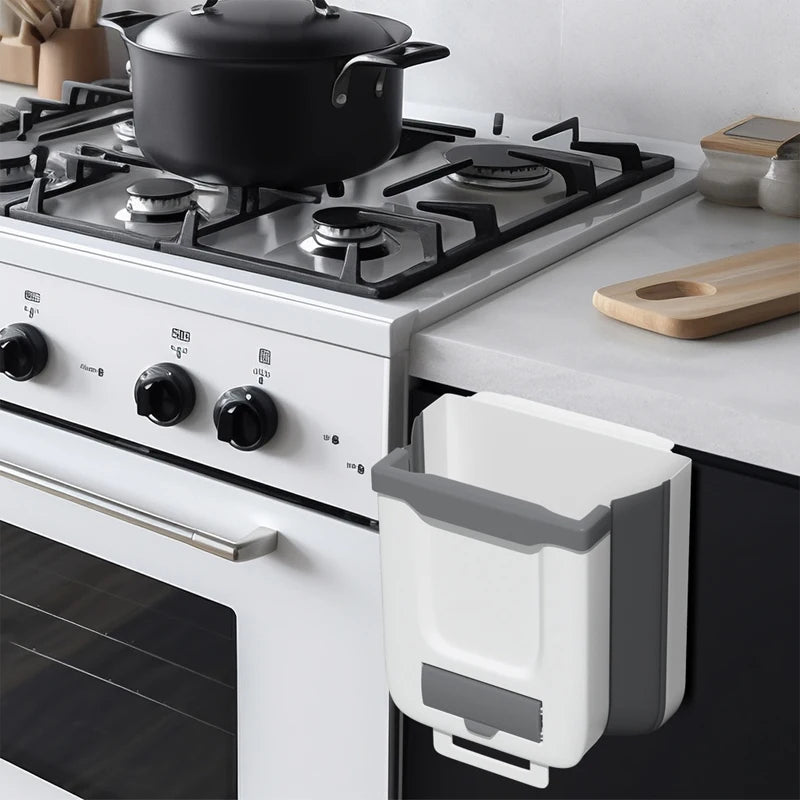 Folding Trash Can For Kitchen And Car 7L/10L Wall Mounted Bin Kitchen Cabinet Door Hanging Trash Bin with Trash Bag Container