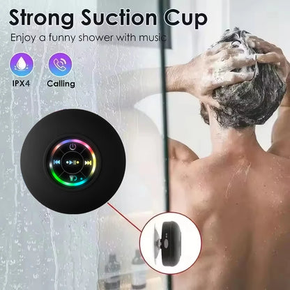 Waterproof Bluetooth Speaker LED Lights Suction Cup Portable Shower Outdoor Stereo