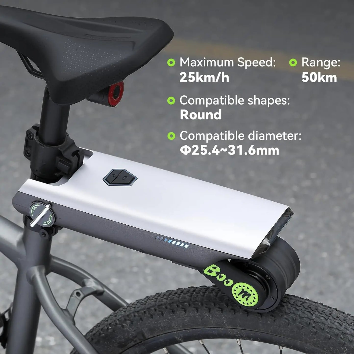 Electric Bike Conversion Kit 31 Miles Range Pedal Assist Road Bike 12V 10AH Tool-Free Installation