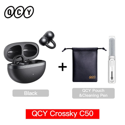 QCY Crossky C50 Open Ear Wireless Earbuds Bluetooth 6.0 Clip-On Sports 4 Mic AI Clear Call Bass Boost
