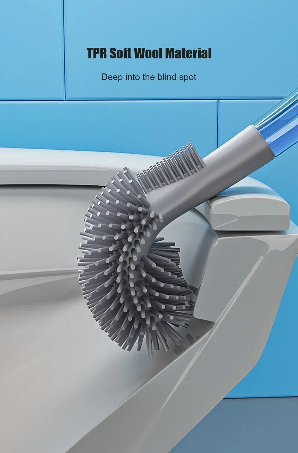 Brosse de toilette en silicone, accessoires WC, brosse WC, nettoyage sans recoins, poils doux, brosse de salle de bain.