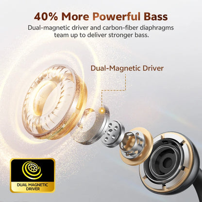 QCY Crossky C50 Open Ear Wireless Earbuds Bluetooth 6.0 Clip-On Sports 4 Mic AI Clear Call Bass Boost