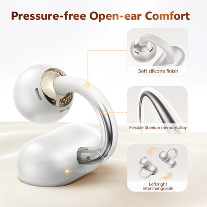QCY Crossky C50 Open Ear Wireless Earbuds Bluetooth 6.0 Clip-On Sports 4 Mic AI Clear Call Bass Boost