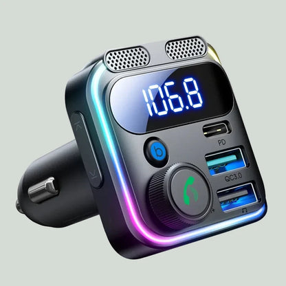 Bluetooth 5.3 FM Transmitter Car 48W PD QC3.0 Charger Hands-Free Dual Mic