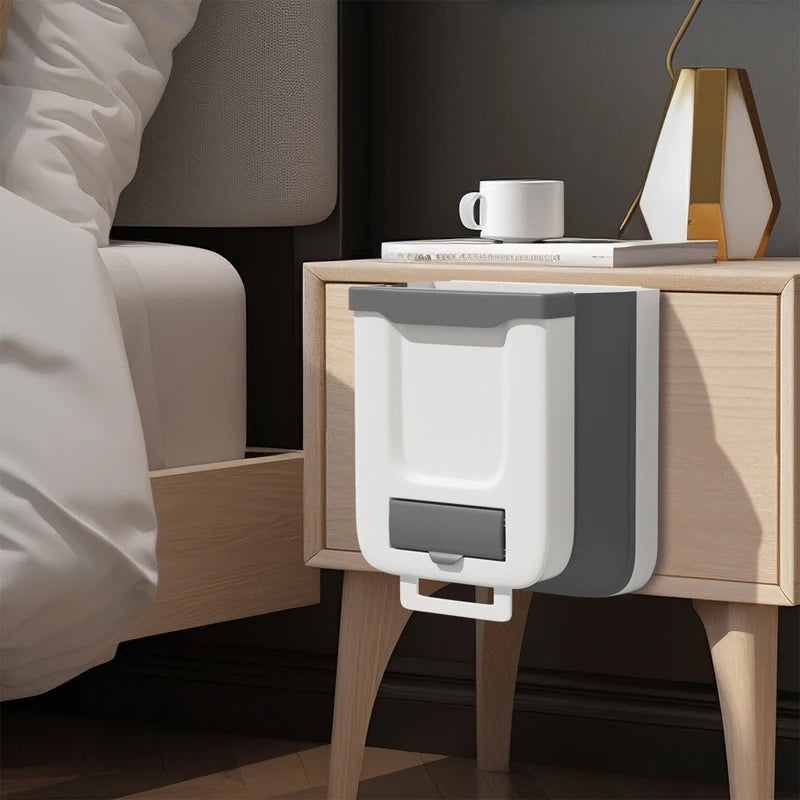 Folding Trash Can For Kitchen And Car 7L/10L Wall Mounted Bin Kitchen Cabinet Door Hanging Trash Bin with Trash Bag Container