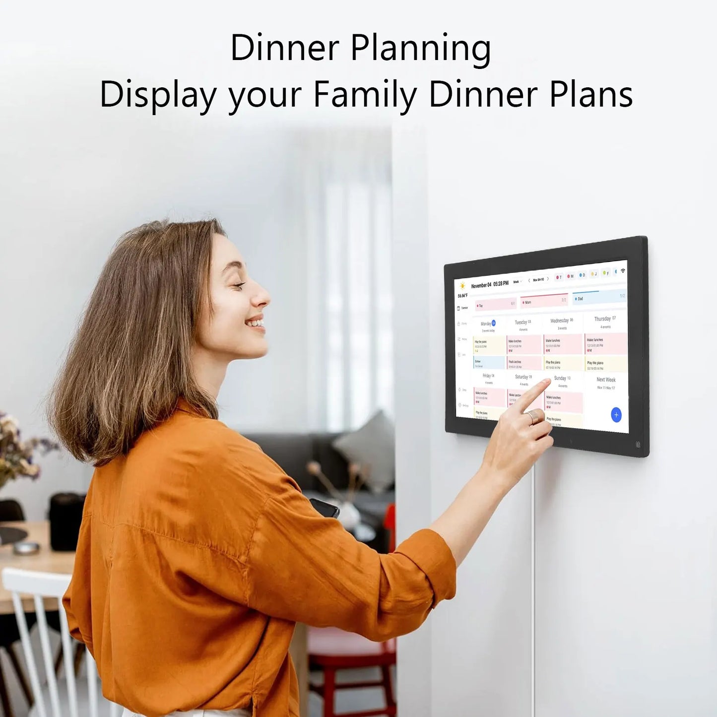 Smart Digital Calendar 15.6in Interactive Touchscreen Desktop Wall Mount APP Control Digital Family Scheduling Planner Calendar