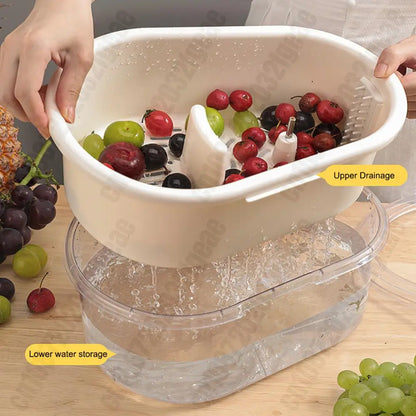 Fruit Cleaner Spinner Large Capacity Manual Vegetable Washer Salad Drainer Basket Kitchen