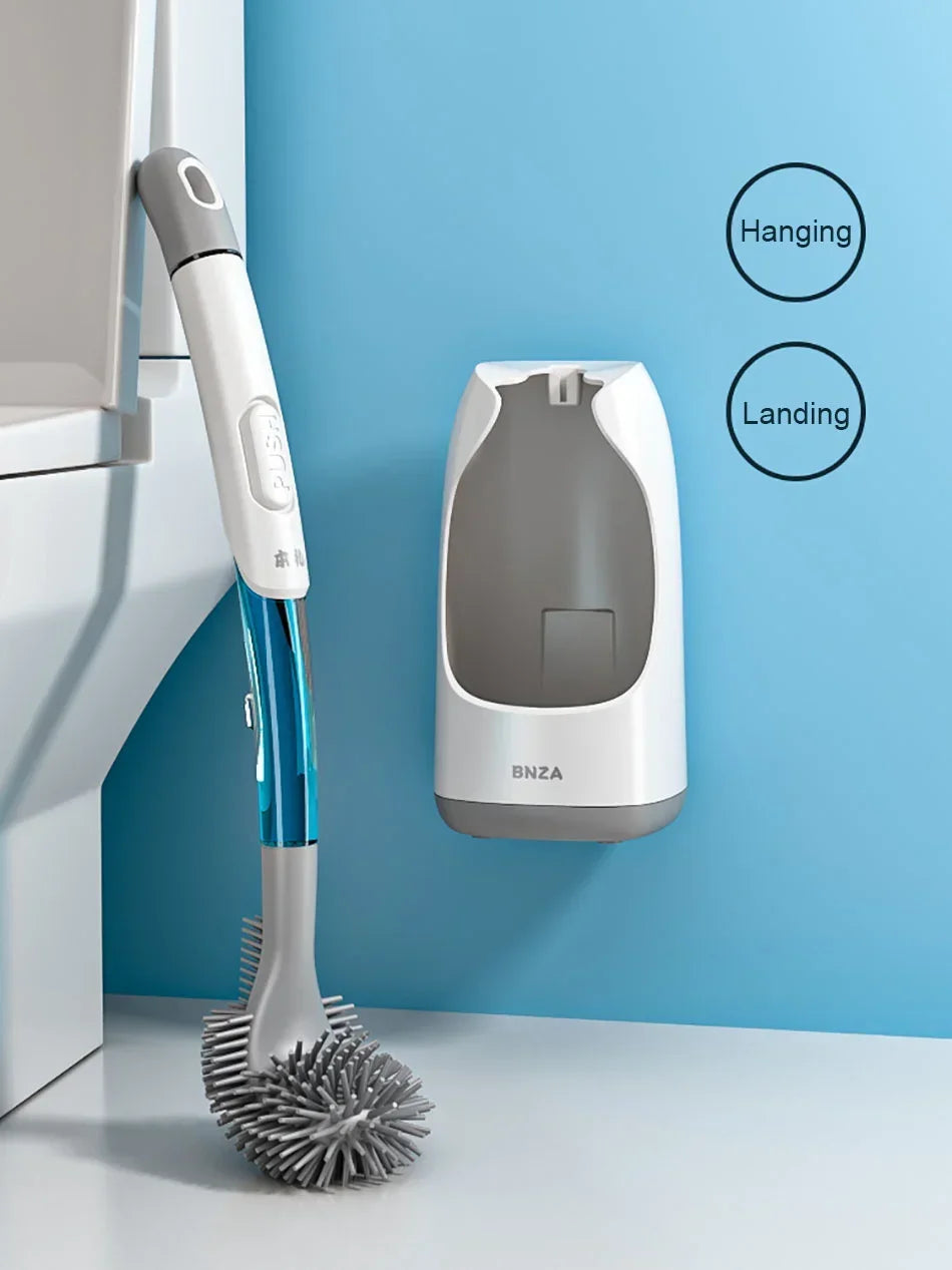 Brosse de toilette en silicone, accessoires WC, brosse WC, nettoyage sans recoins, poils doux, brosse de salle de bain.