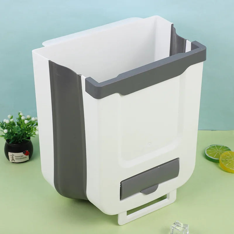 Folding Trash Can For Kitchen And Car 7L/10L Wall Mounted Bin Kitchen Cabinet Door Hanging Trash Bin with Trash Bag Container