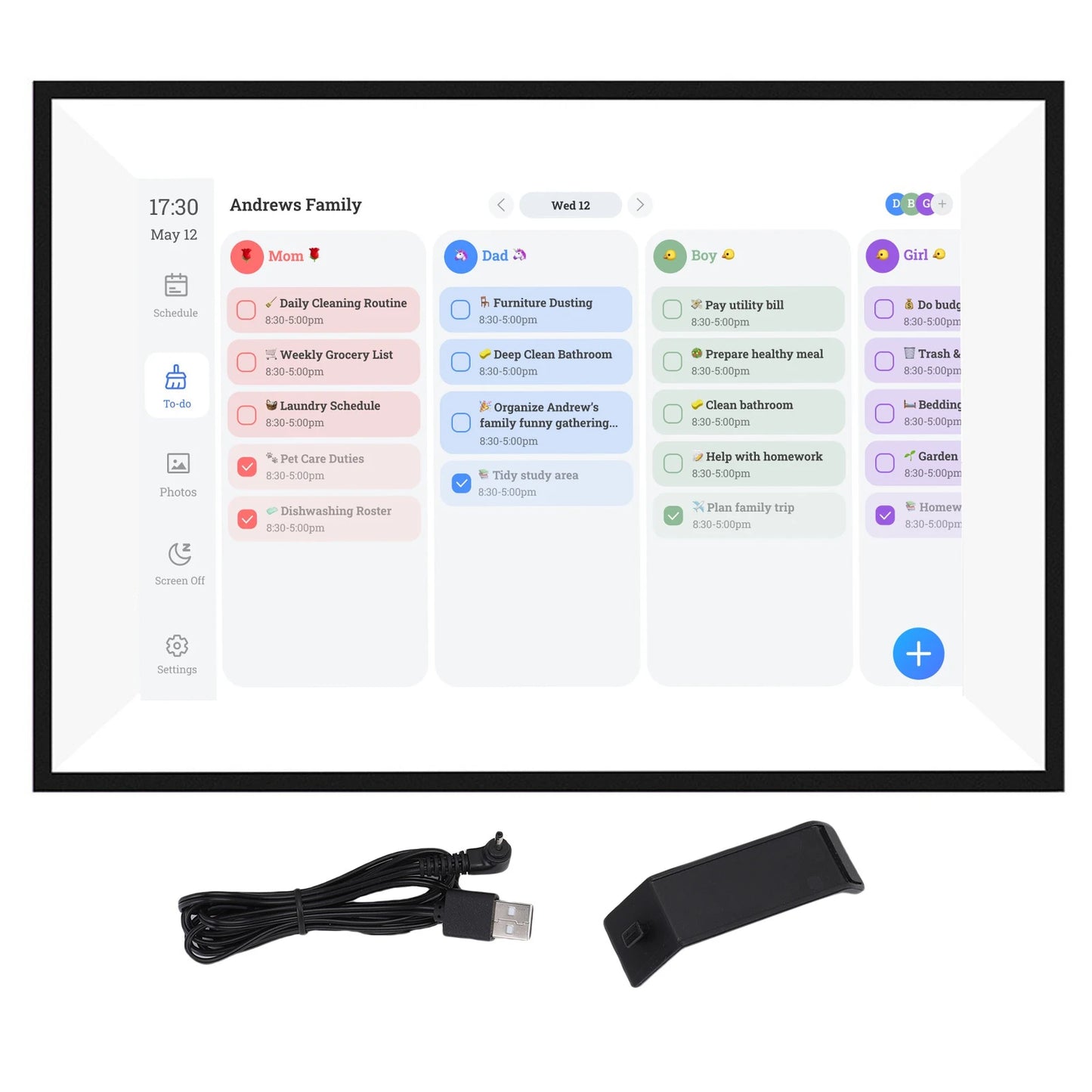 Smart Digital Calendar Electronic Calendar 10.1in HD Touchscreen Family Planner with Switchable Digital Photo Frame
