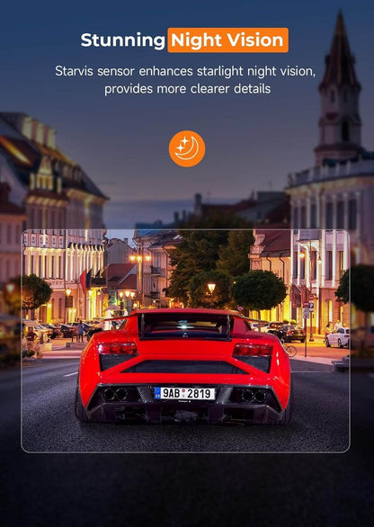 Car Dashcam WiFi 2.5K Night Vision G-Sensor 24h Parking + Free 128GB SD Card